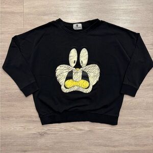 Miaoke Black Cartoon Graphic Sweatshirt